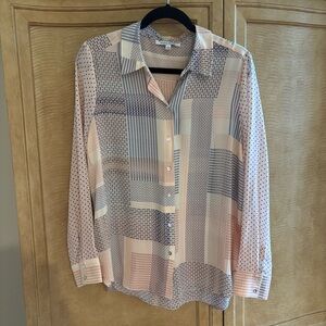 Rose & Olive Women's Patchwork Print Blouse - Blush and and Cream Large